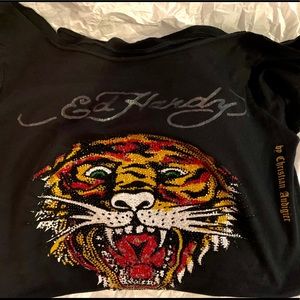 Ed Hardy Tiger Rhinestone Jogger Tracksuit Set